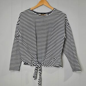 7 For All Mankind‎ Women's Breton Striped Tie Front LS Top Nautical French Sz XS
